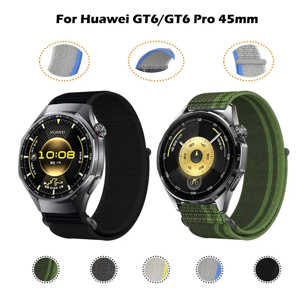 

For Huawei GT6 Pro 45mm Watchband Quick Release Two Link Nylon Braided Loop Metal Bezel Trail Band for Huawei GT6/GT6 Pro 45mm
