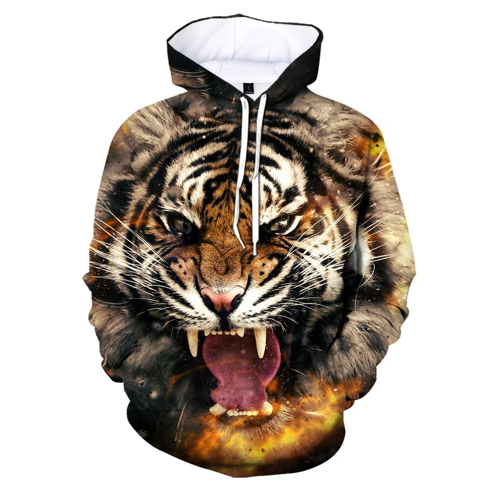 

New Fashion Unisex Funny Tiger Animal Hoodies 3D Printed Men/women Tiger Head Painted Tops