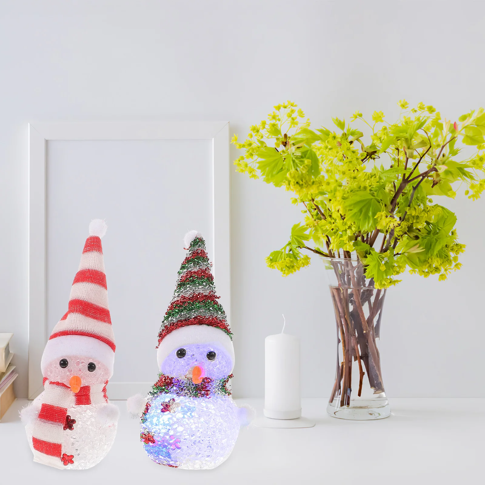 4 قطع متوهجة LED ثلج مصباح كريستال اللون تغيير ضوء الليل لعيد الميلاد الديكور المنزل مكتب غرفة نوم شجرة ديكور #4