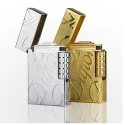 Fashion Metal Windproof Bright Ping Sound Butane Gas Inflatable Lighter Grinding Wheel Flint Cigar Lighters Boyfriend Gift