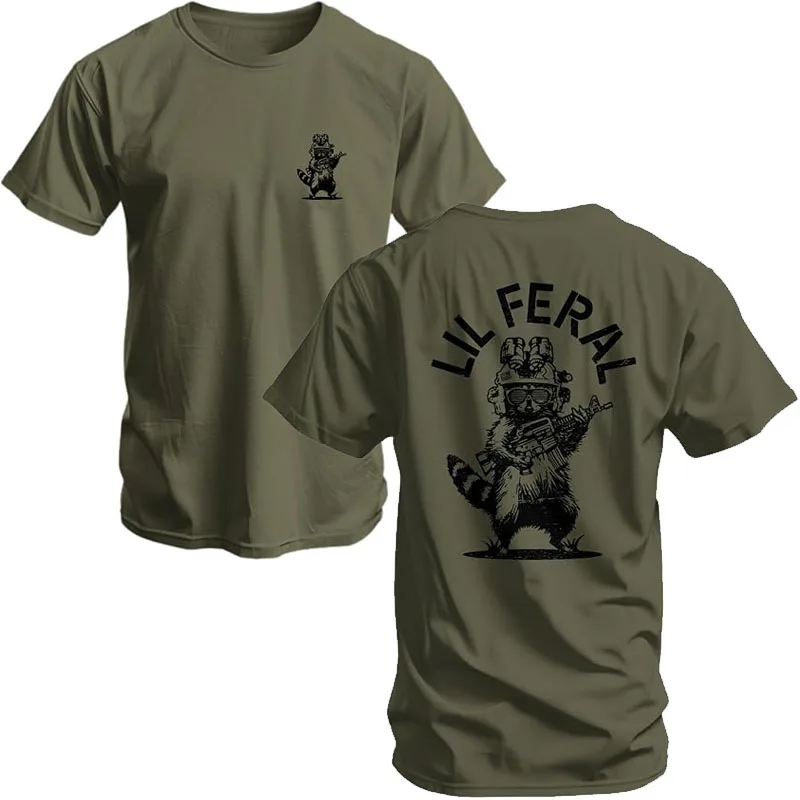Herren-Grafik-T-Shirt – Lil Feral Raccoon – Athletic Fit Y2k Gym Tee Husband Neuheitsgeschenk Humor Lustige Fitness Streetwear-Kleidung – Detail 12