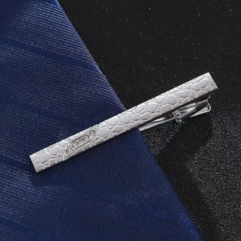 Fashion Tie Clip For Men Stone Pattern Bar Clasp Practical Mens Classic Tie Clips Clamp Pin Jewelry Necktie Wedding Gift