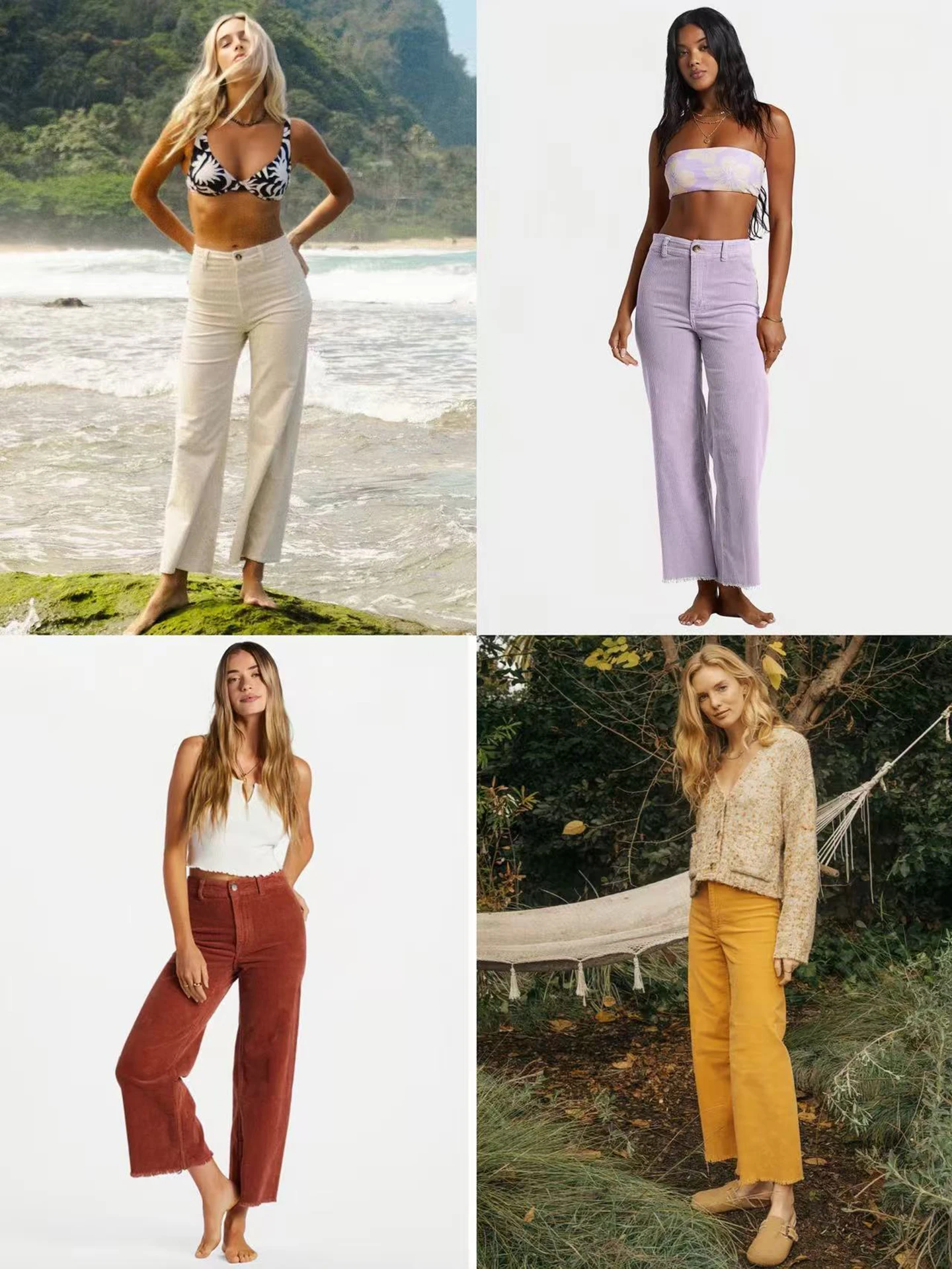  High Waist Elastic Corduroy Wide Leg Pants Straight Cut Multi Color Casual Trousers for Women Harlan Style Zipper C...