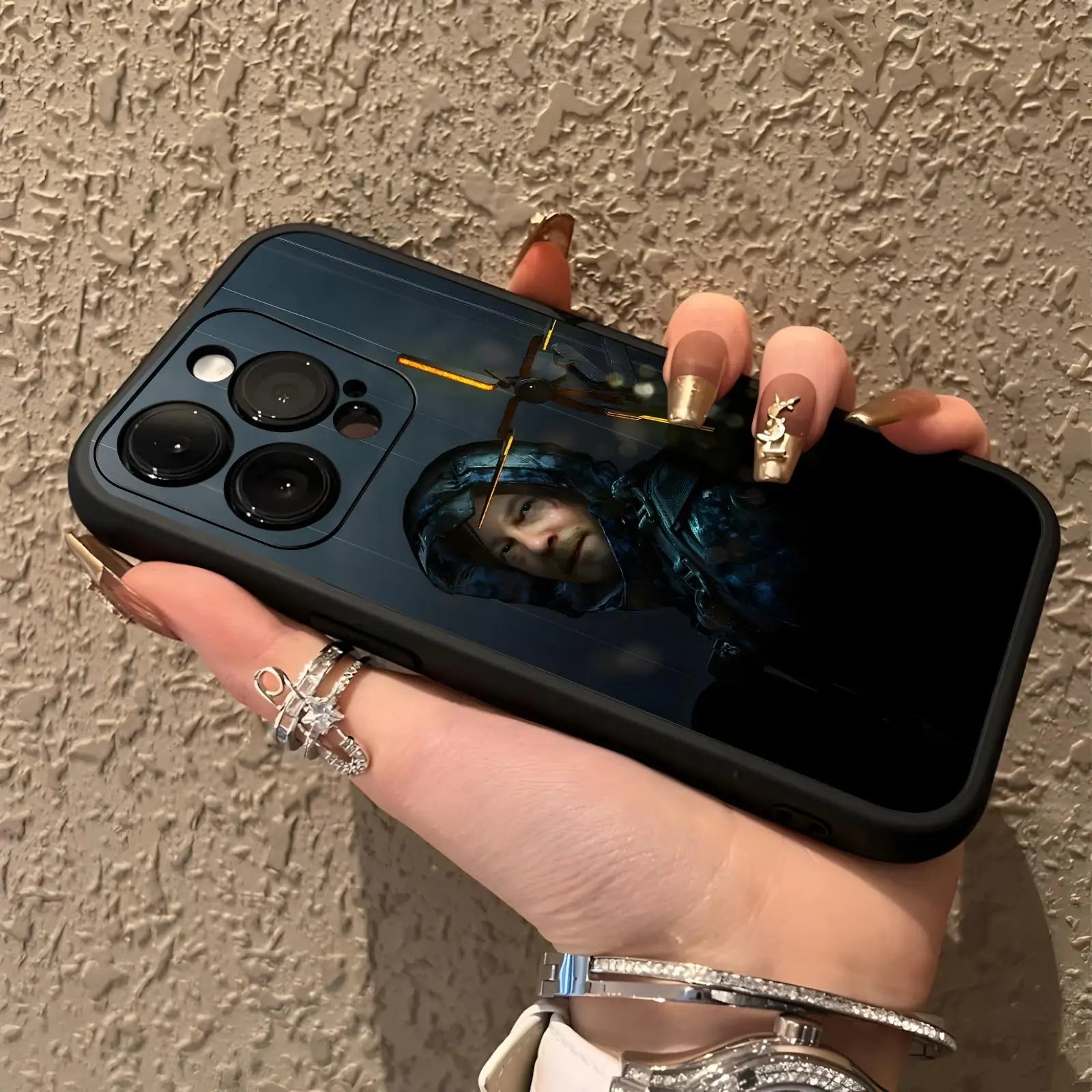 Funda para Teléfono HOT GAME Death Stranding para iPhone 17 16 16e 15 14 13 12 Plus Mini Pro Max, Negra, Suave, Antigolpes
