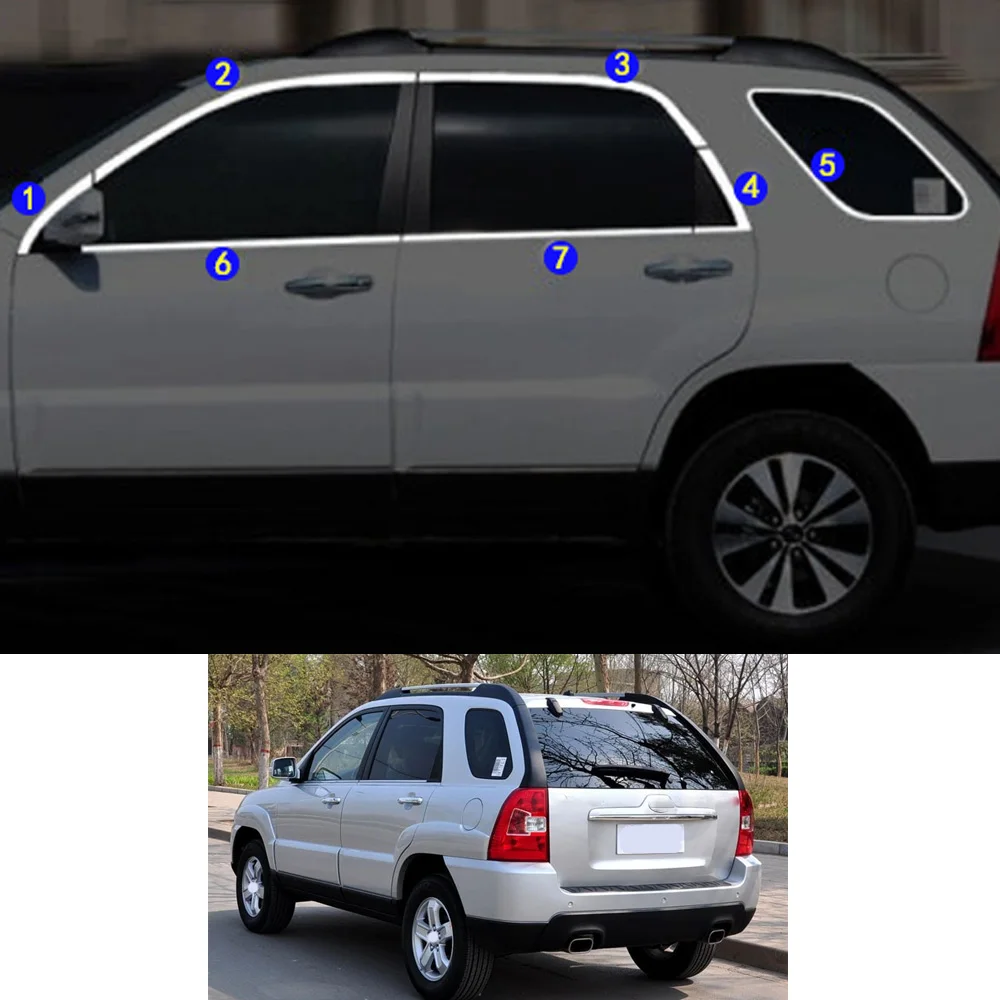 

For KIA Sportage 2007 2008 2009 2010 2011 2012 2013 2014 2015 2016 Sticker Garnish Pillar Window Middle Strip Trim Frame Hoods
