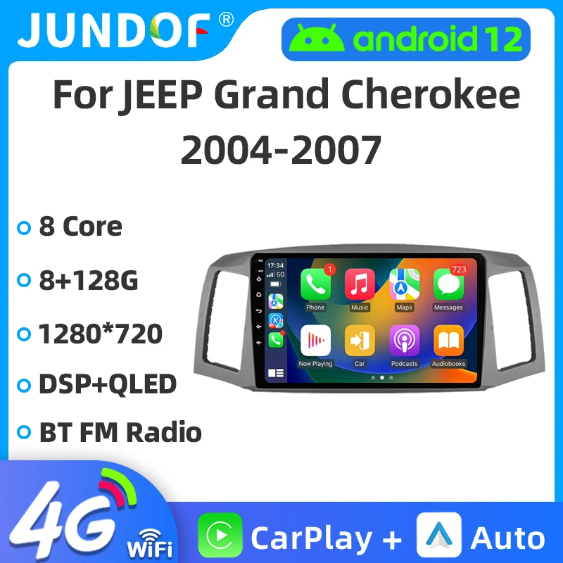 

Jundof Pro 4G 8Core Android 12 Auto Stereo Car Radio For JEEP Grand Cherokee 2004-2007 Car Multimedia Player GPS Carplay 2din