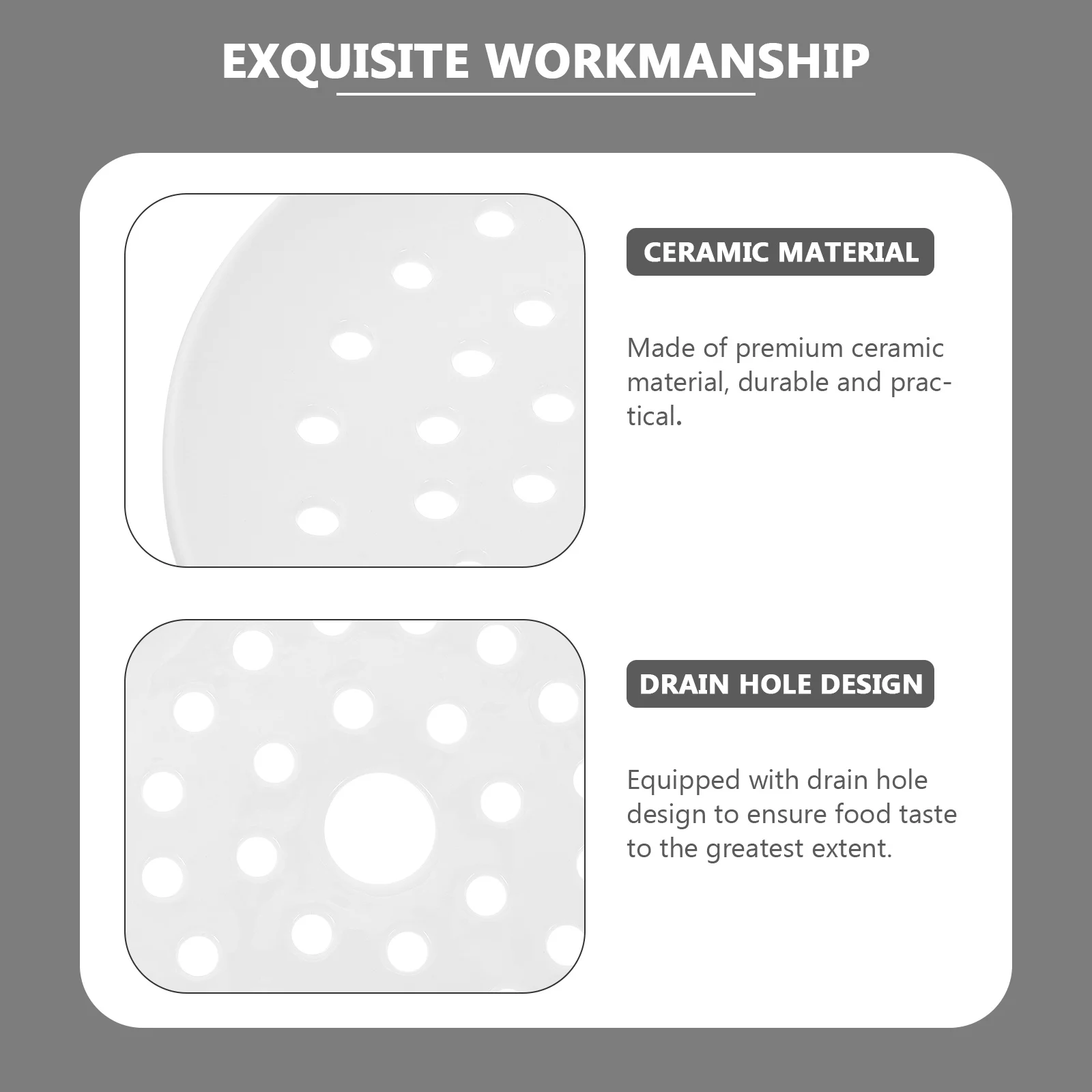 

1Pcs Premium Ceramic Steaming Holder Eco-Friendly for Fish Dumplings Buns Essential Home Kitchen Food Steamer