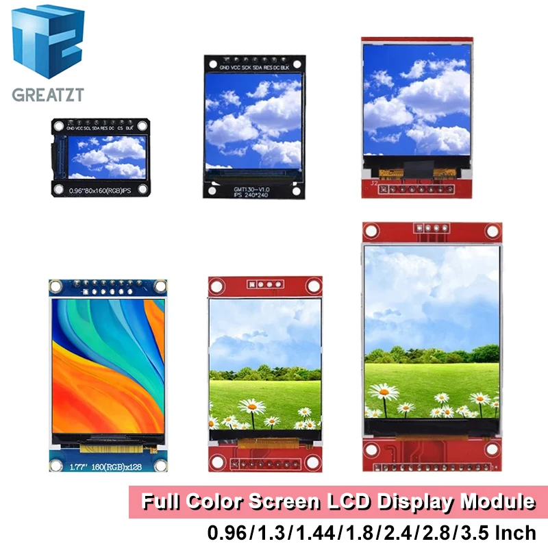 TFT Display 0.96/1.3/1.44/1.8/2.0/2.4/2.8/3.2/3.5 Inch TFT Full Color Screen LCD Module ILI9341 Driver Interface SPI for Arduino