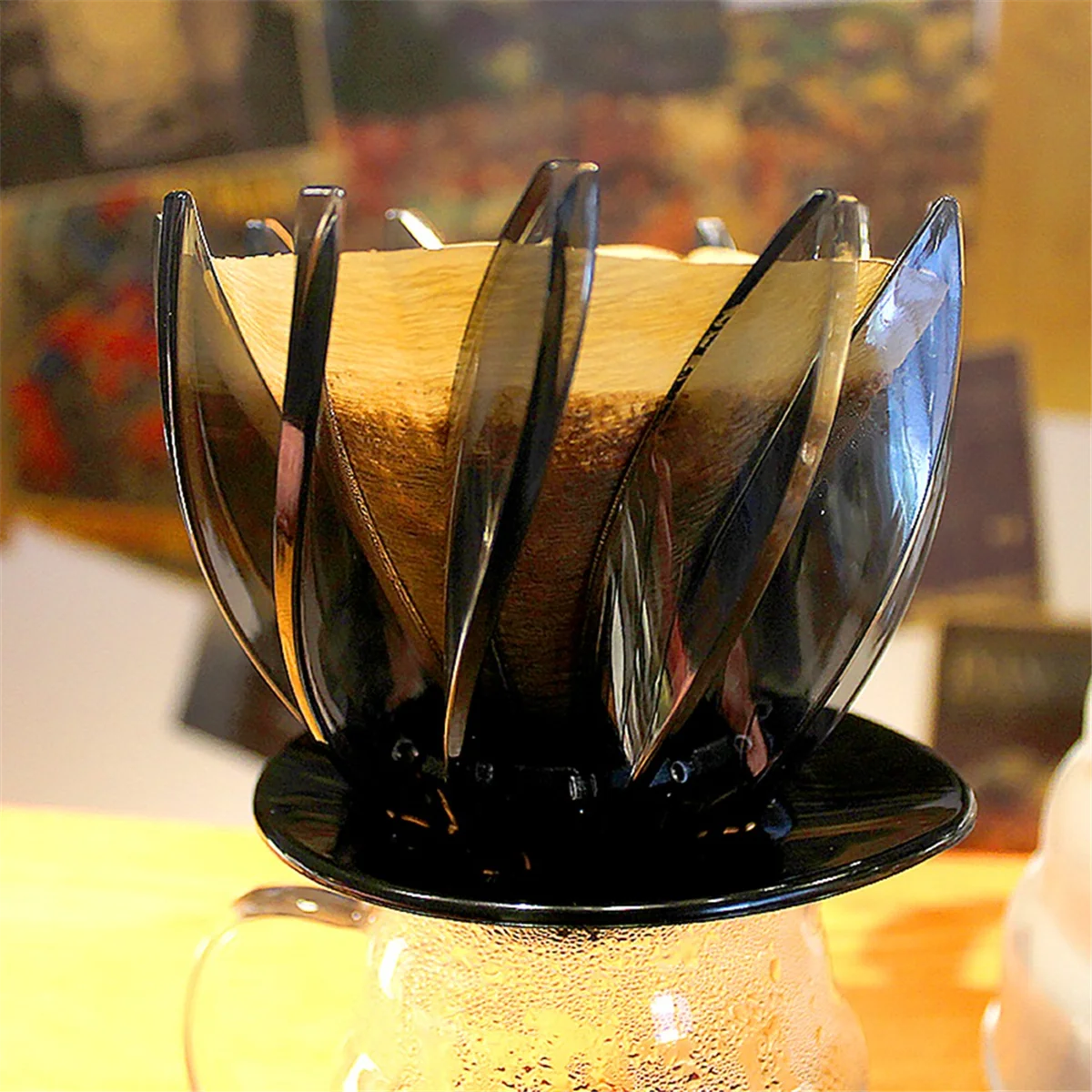 A62K فلتر القهوة بالتنقيط اليد المشروب القهوة تصفية القهوة المنقط دوامة الضلع تصميم ل 1-4 أكواب للمنزل مكتب أسود #5