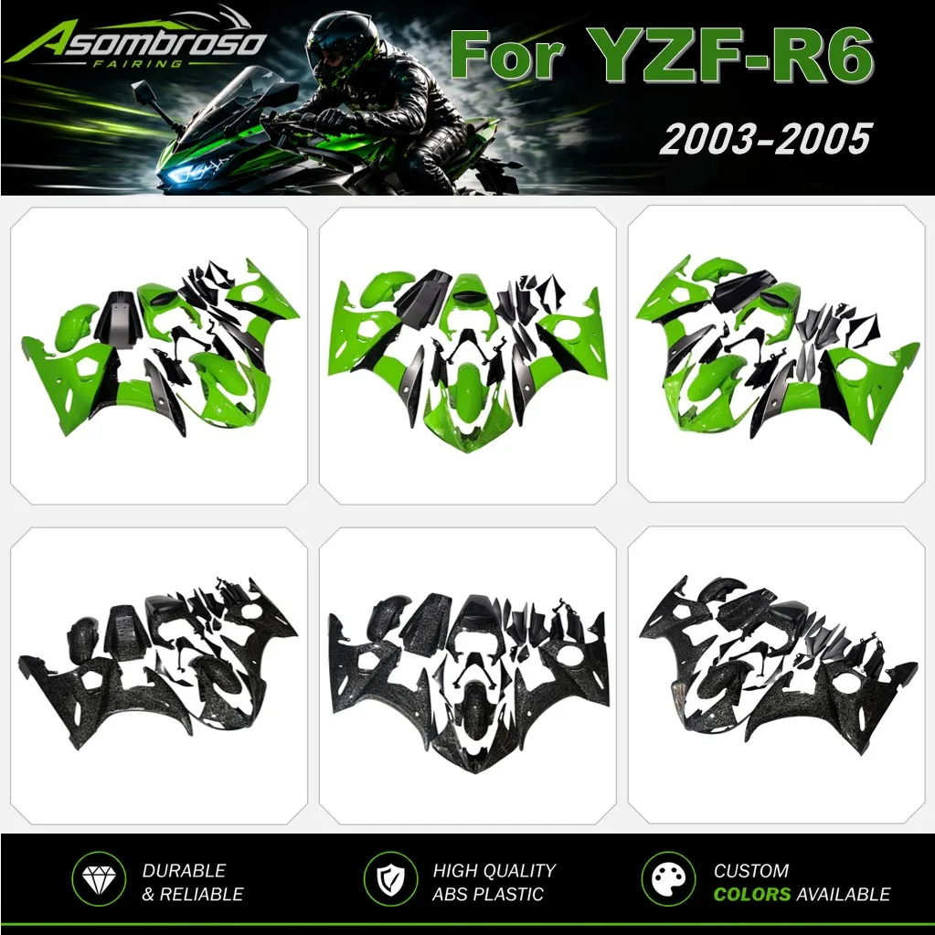 ABS Plastic Body Panels Kit For YAMAHA YZF-R6 2003 2004 2005 Replacement Injection Molded Fairings Forged Carbon Fiber Look