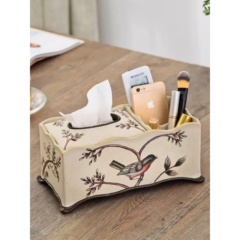 Household European luxury tissue box ornament, living room pumping paper box, American light luxury high-end new Chinese napkin