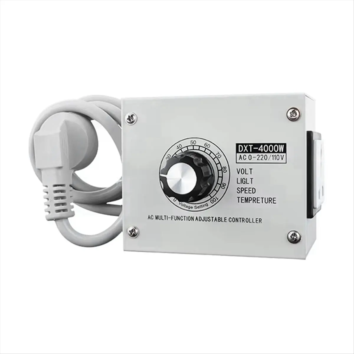 AA83 4000W SCR Adjustable Voltage Regulator AC 110V - Dimmer, Speed, Temperature Controller with Metal Casing US Plug