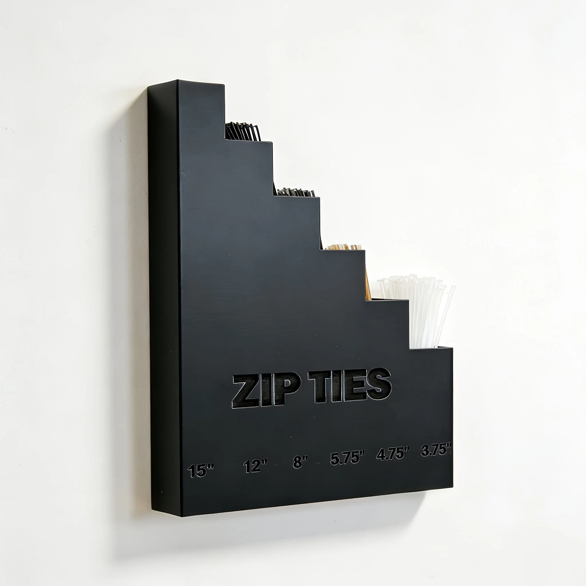 Zware-duty 3D-geprinte wandbevestigde kabelbinderorganizer, multi-formaat kabelbinderopbergdispenser voor garage en werkplaats