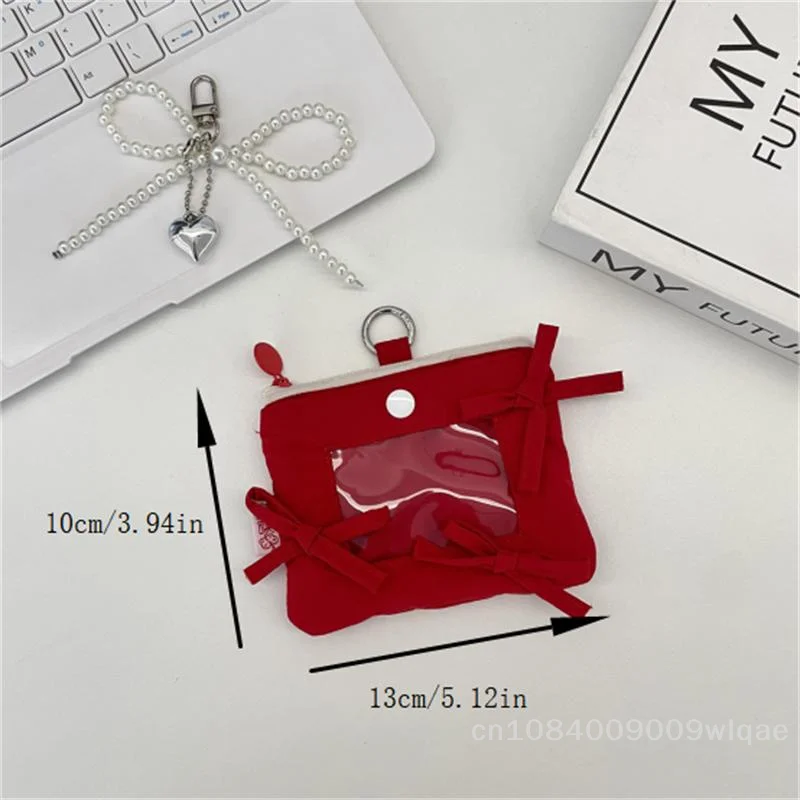 1 bolsa para tarjetas con lazo femenino: funda para tarjetas con tarjetero multiusos para estudiantes y fanáticos de K-pop. (Sin llavero)