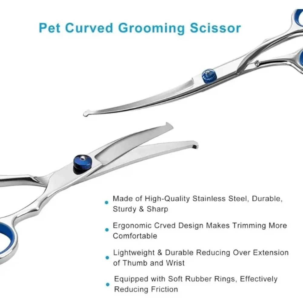 Pet Grooming Scissors with Round Head Safe and Precise Professional-Stainless Steel Dog Hair Shears for Effortless Trimming