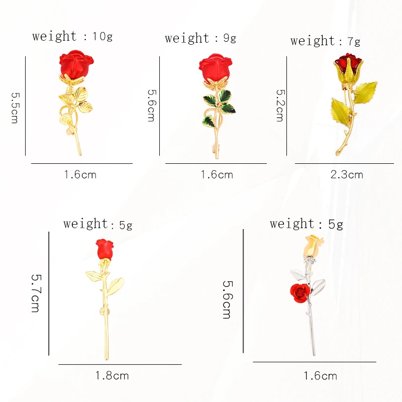 Broche Rosa Vermelha Alfinetes Personalizados para Mulheres, Acessórios Elegantes para Joias Vegetais, Terno Casual Corsages, Presente para Amiga e Amiga