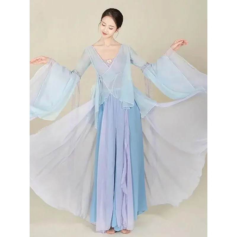 Chinese Classical Dance Folk Practice Clothes Traditional National Yangko Hanfu Clothing Elegant Female Modern Dancing Costume