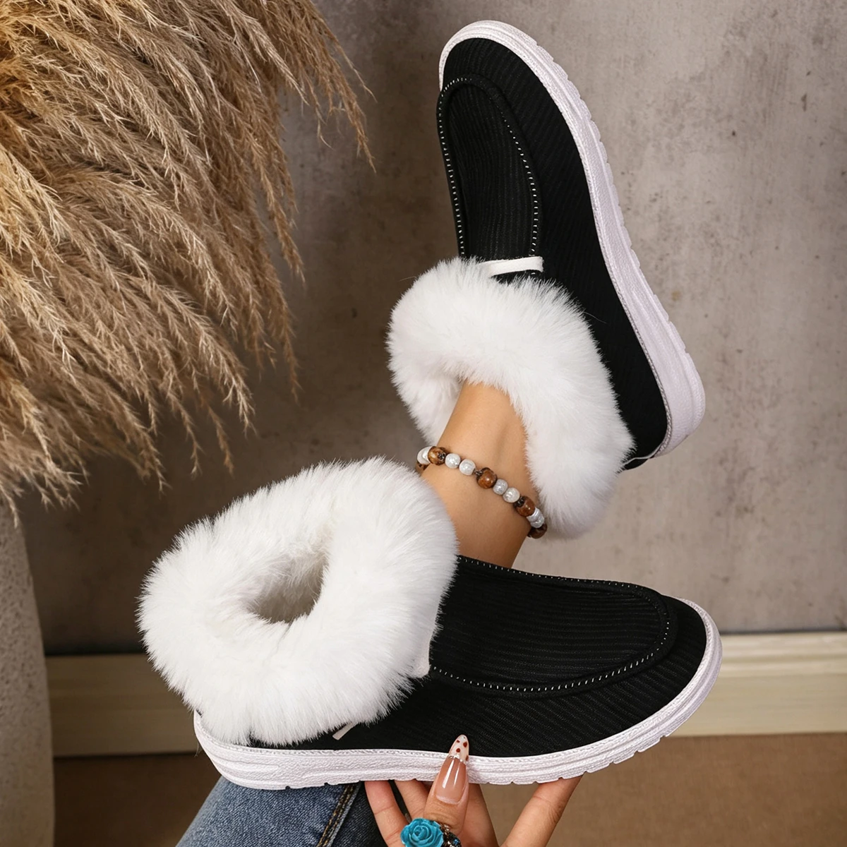 Fashionable Winter Boots Women's Cotton Shoes with Butterfly Knot Warmth And Trendiness Snow Boots Casual All-Match Boots