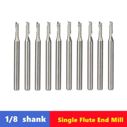 10pcs Single Flute End Mill 3.175 （1/8“”）shank  Spiral Router Bits for Cut Wood/Plastic 1 Flute CNC Milling Cutter