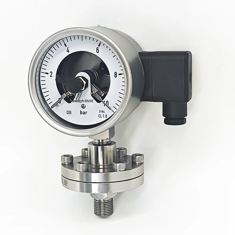 Precision Stainless Steel Diaphragm Pressure Gauge Electric Contact Gauge for Industrial Use