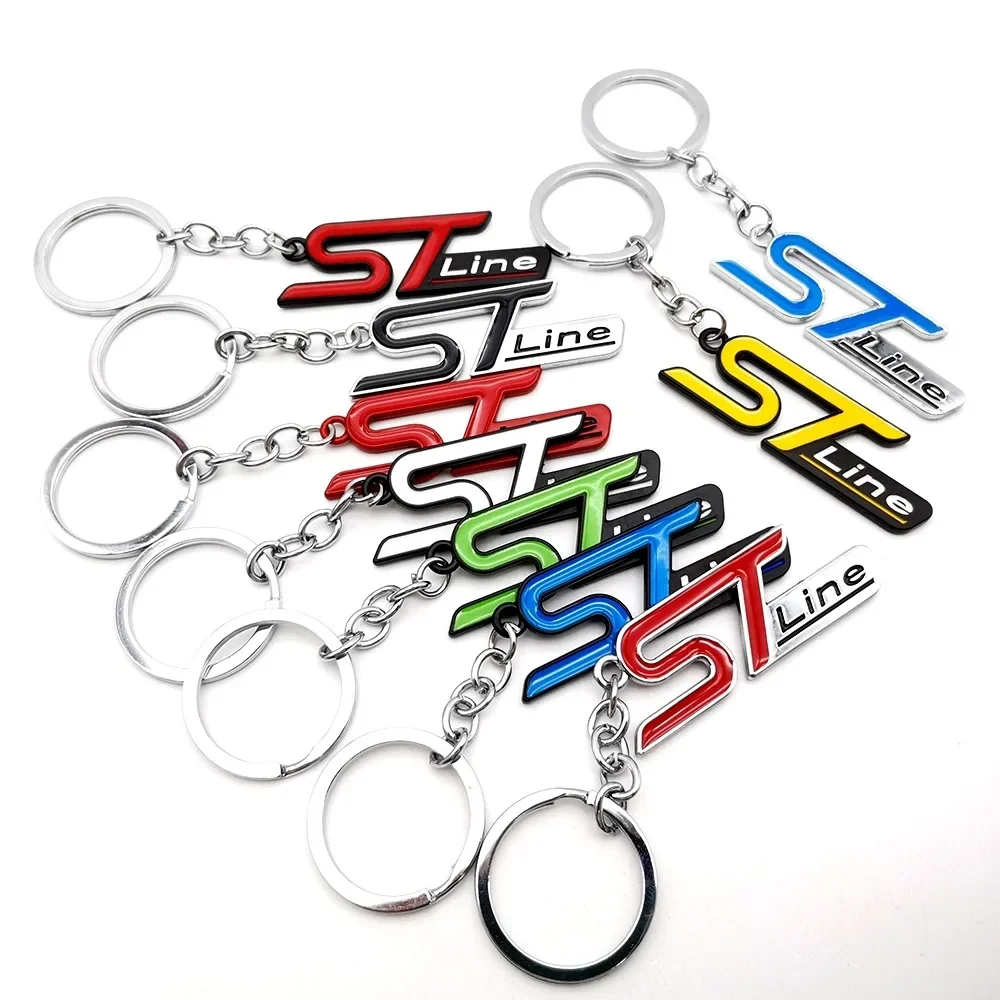 

ST LINE Zinc Alloy Emblem Metal Car KeyChain Key Chain Keyring Key Ring For Focus FIESTA Kuga ESCAPE Vignale PUMA Ford