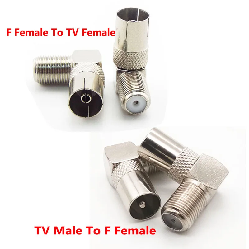 2/5PCS 90 Degree Right Angled TV Cable Connector Coaxial TV Male to F Female To TV Female Plug Socket Connector RF Adapte B4