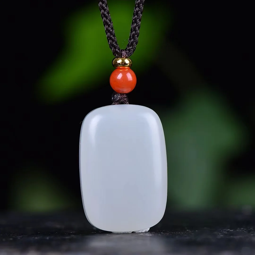 

Exquisite Hetian Jade Qinghai Mutton Fat White Jade Ping An Wu Shi Brand Pendant Jewelry 1397#