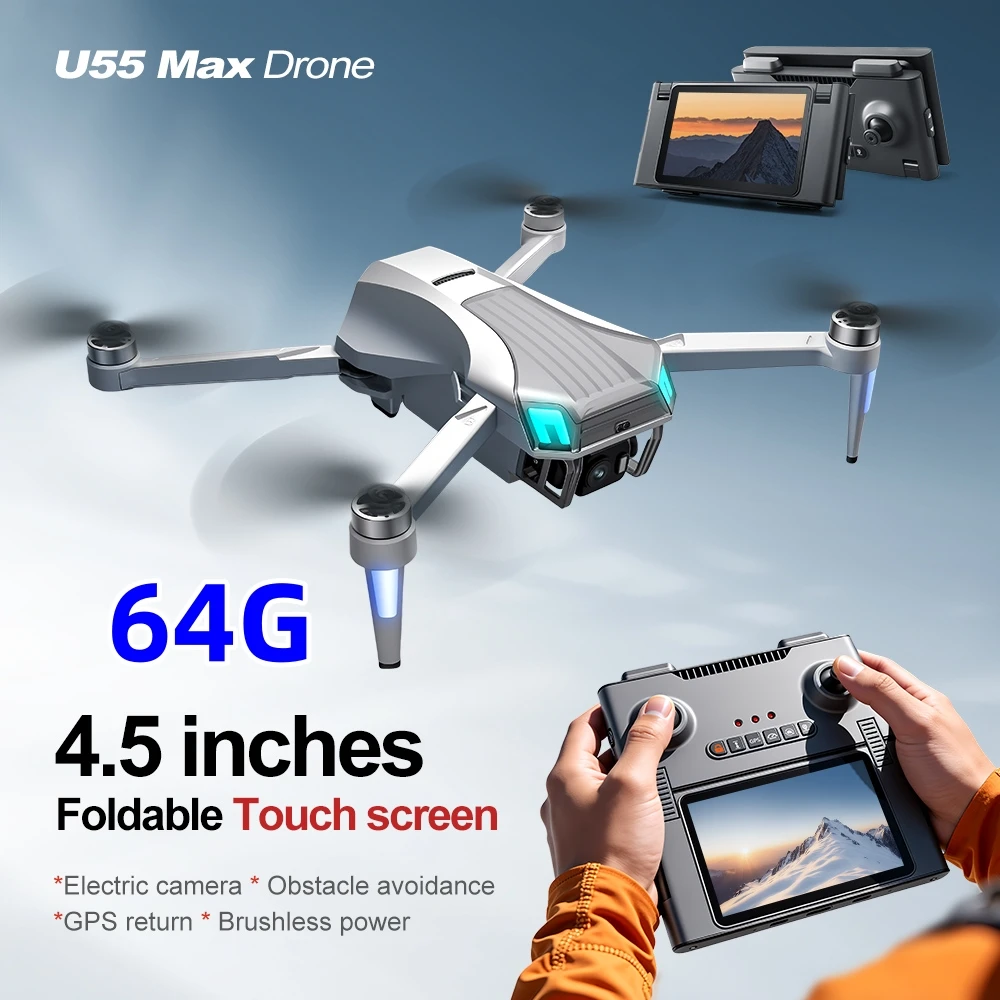 NCZOBOE U55 Optical Flow GPS Drone 4K Professional Drones with a Camera Medium-Sized Gimbal with Servo Drone Adulter
