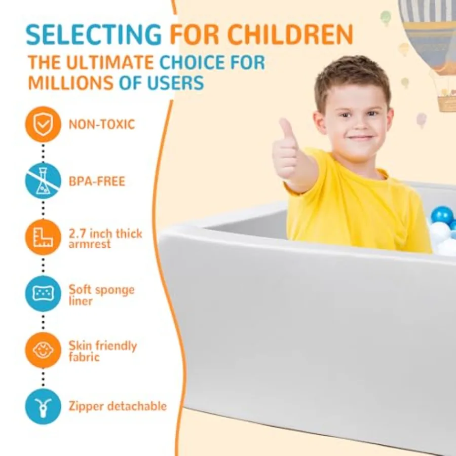 幼児用特厚長方形フォームボールピット 47 x 35 ソフトな屋内外兼用ベビーサークル（ボールなし）軽量で理想的なギフト