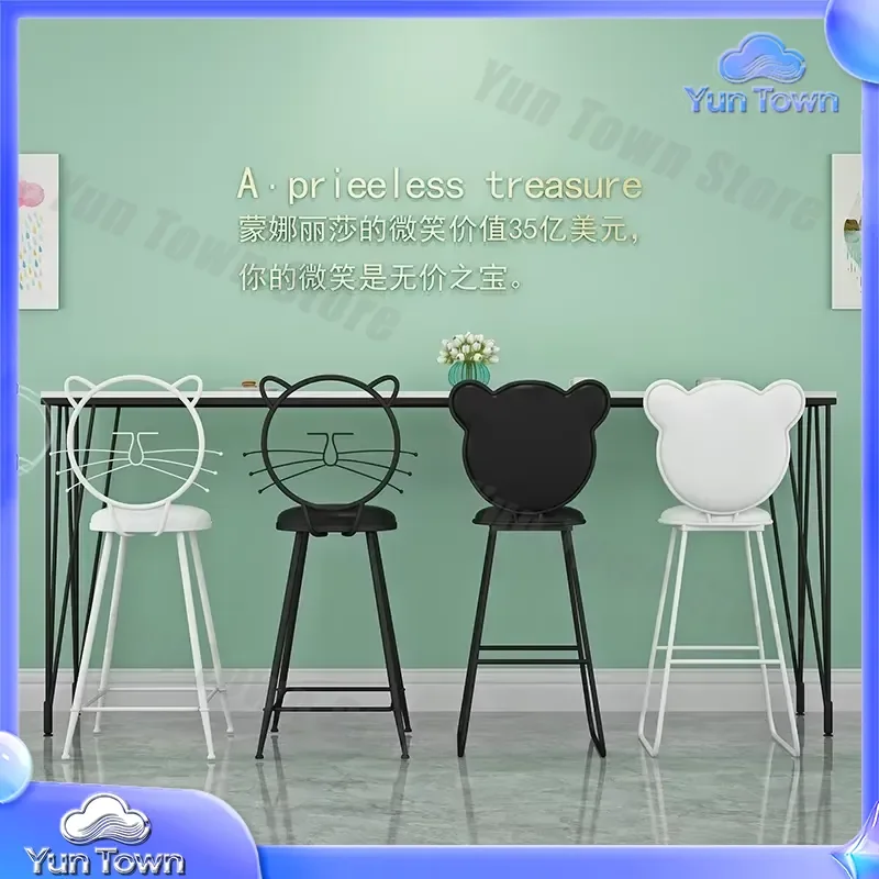 High Table for Home Bar Living Room Partition Milk Tea Shop Furniture Marble Wall Mounted Long Table Simple Black Table for
