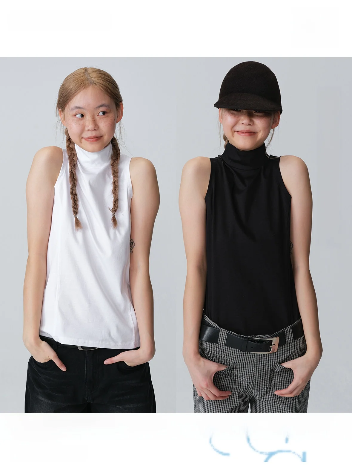 

Элегантный черно-белый топ Dosordonts из модального шелка без рукавов с воротником-стойкой, модный оригинальный дизайн, женский приталенный крой