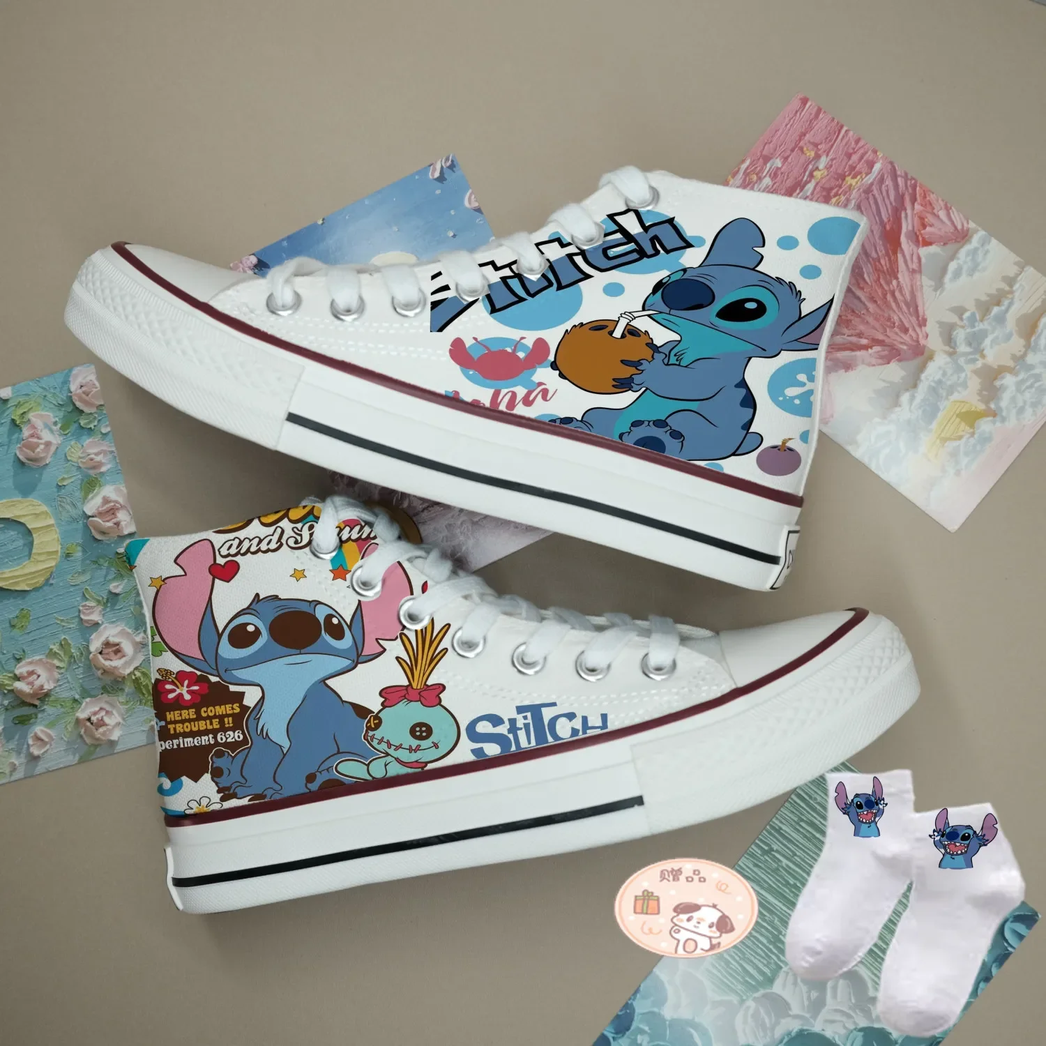 Disney spring summer Stitch sneakers Cartoon schoolgirl high top casual shoes man sports shoes