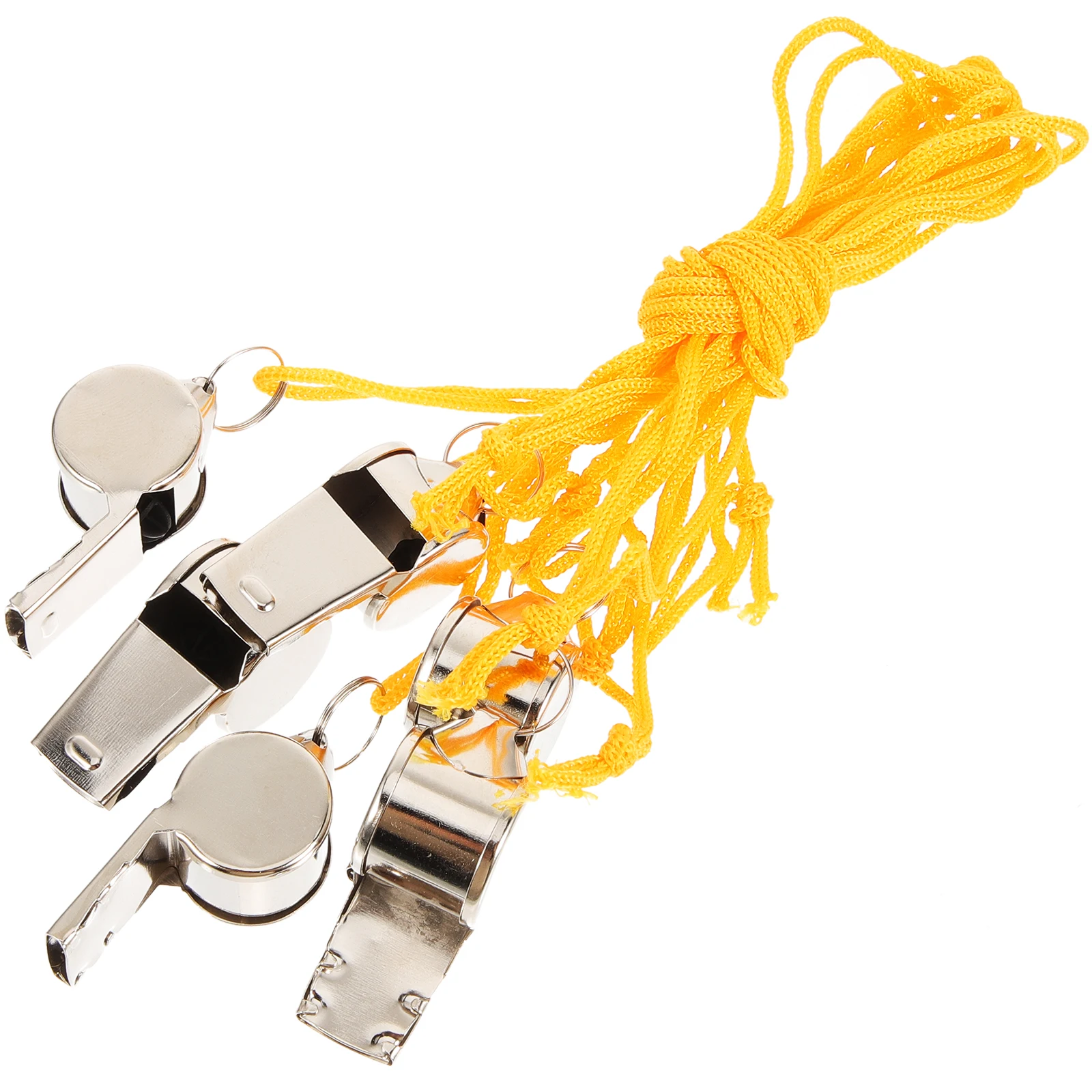 

6Pcs Sports Stainless Steel Loud Whistle Lanyard Tone Referee Teacher Emergency Survival Gym PE Volleyball