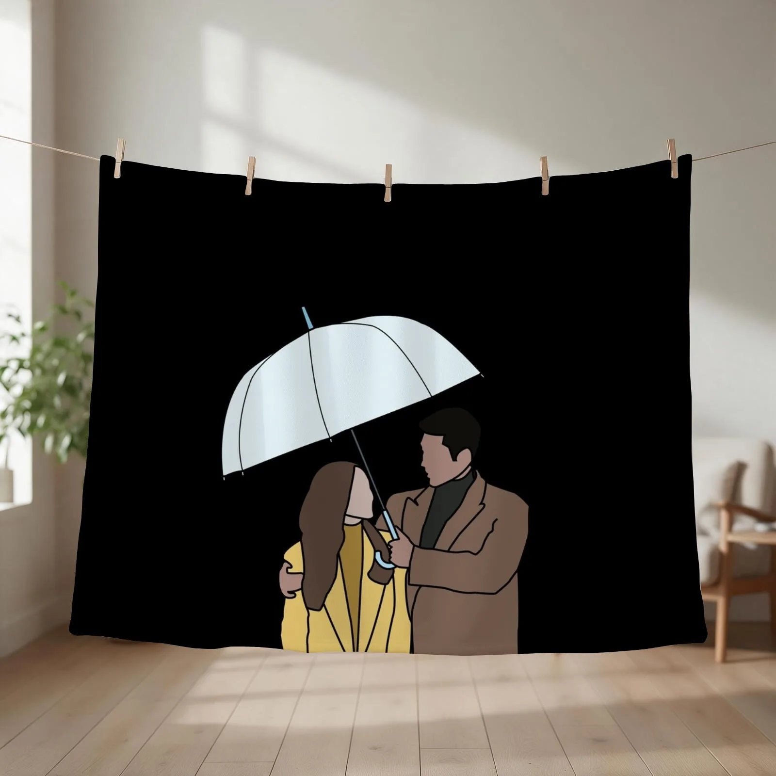 Crash landing on you - Ri Jung Hyuk And Yoon Se-Ri - Hyun Bin And Son Ye-jin - Umbrella scene Throw Blanket
