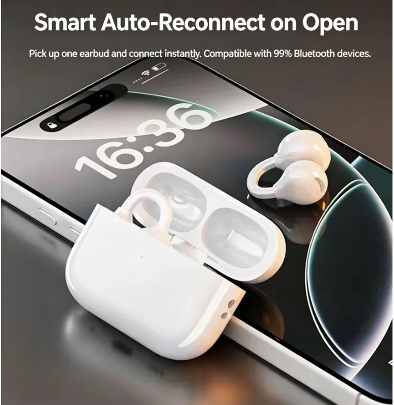X01-TWS Open Ear Earphones, Bluetooth 5.4 Wireless Earbuds, Comfort Sports Headphones with Digital Display, Compatible with Smar