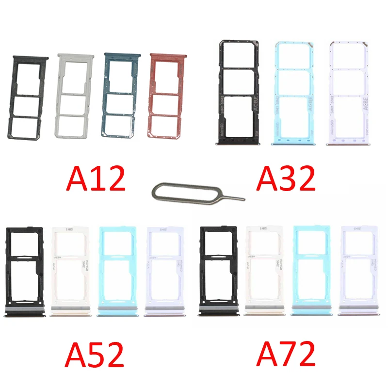 

Pop Phone Sim SD Card Tray For Samsung Galaxy A12 A32 A42 A52 A72 4G 5G New Phone SIM Chip Holder Slot Adapter Drawer Part