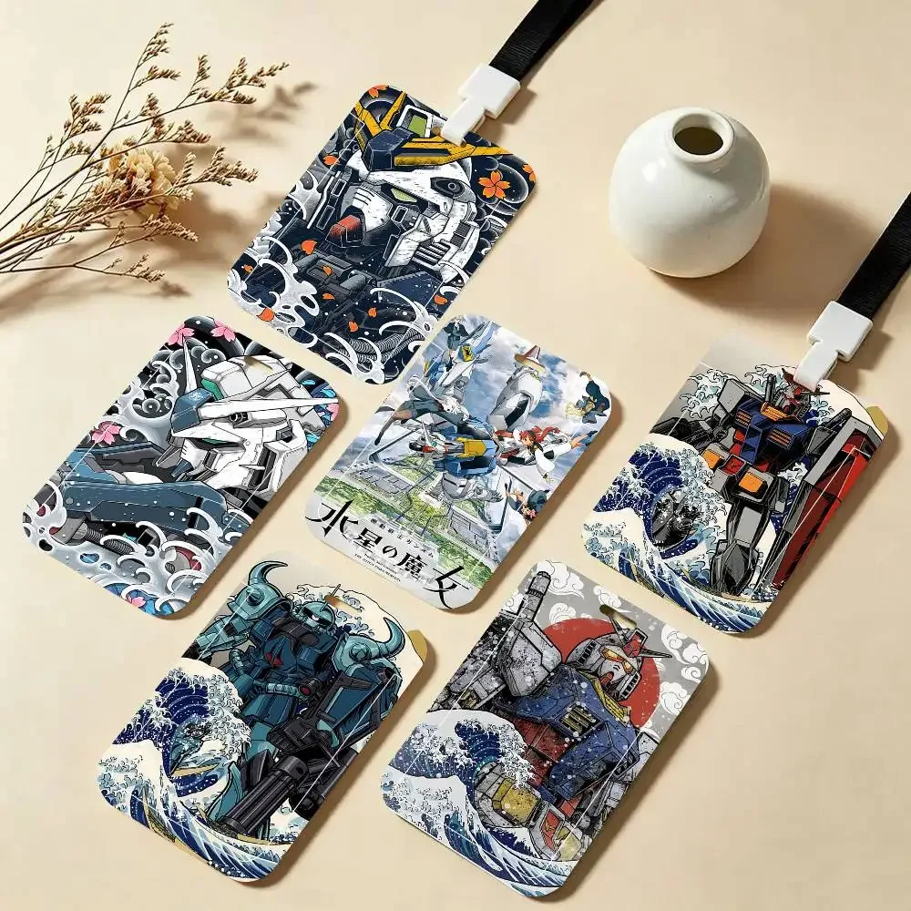 1pc Japanese Showa Style G-Gundam Anime ID Card Holder Neck Strap Pendant Door Badge Holder Lanyards Keychain Work Credential