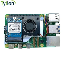 Raspberry Pi 5 PCIE to M.2 NVMe SSD Solid State Drive Expansion Board Compatible with Official Heat Sink Fan