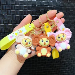 Anime Figure Cheburashkas Monkey Keychain Cartoon Animal Doll Car Key Ring Bag Pendant Decora Kid Education Xmas Gift wholesale