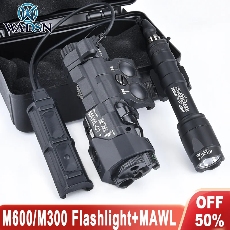 WADSN Tactical MAWL Laser Red Green Blue IR Laser IR Fill Light SF M300A/M600C Flashlight Dual Pressure Switch Hunting Light