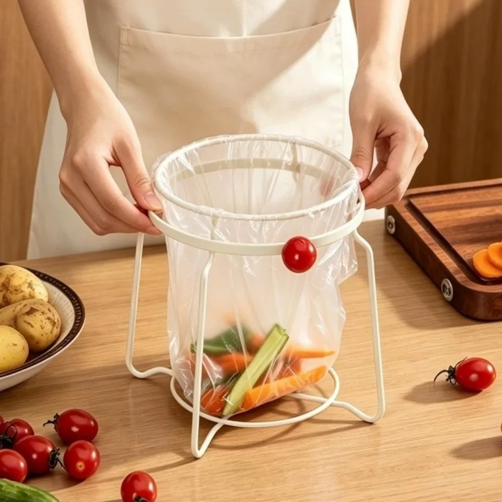 Stainless Steel Trash Bag Holder Wide Opening Anti-slip Garbage Bag Stand Rust-proof Trash Bag Support Countertop