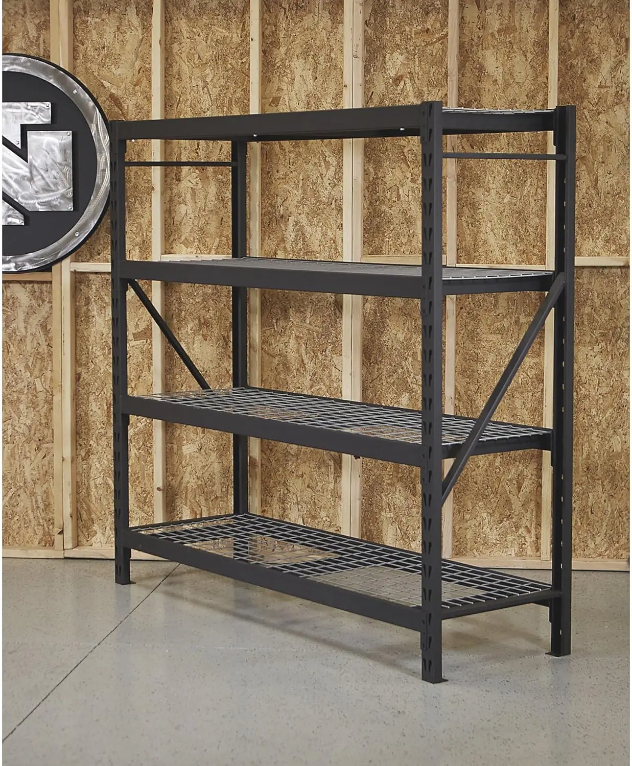 4-Tier Industrial Steel Shelving Unit, 8,000-Pound Load Capacity, Garage Storage Rack, 77