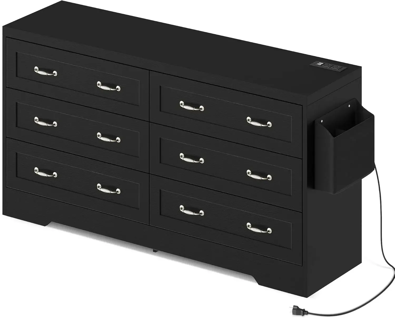 Simple Nordic Modern Large 6 Drawer Dresser Minimalist For Bedroom, 60 Inch TV Stand With Storage Drawers & Bar Handles