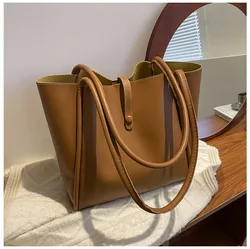 Borsa Tote coreana in tinta unita nuova borsa da donna semplice borsa a mano borsa a tracolla moda di grande capacità