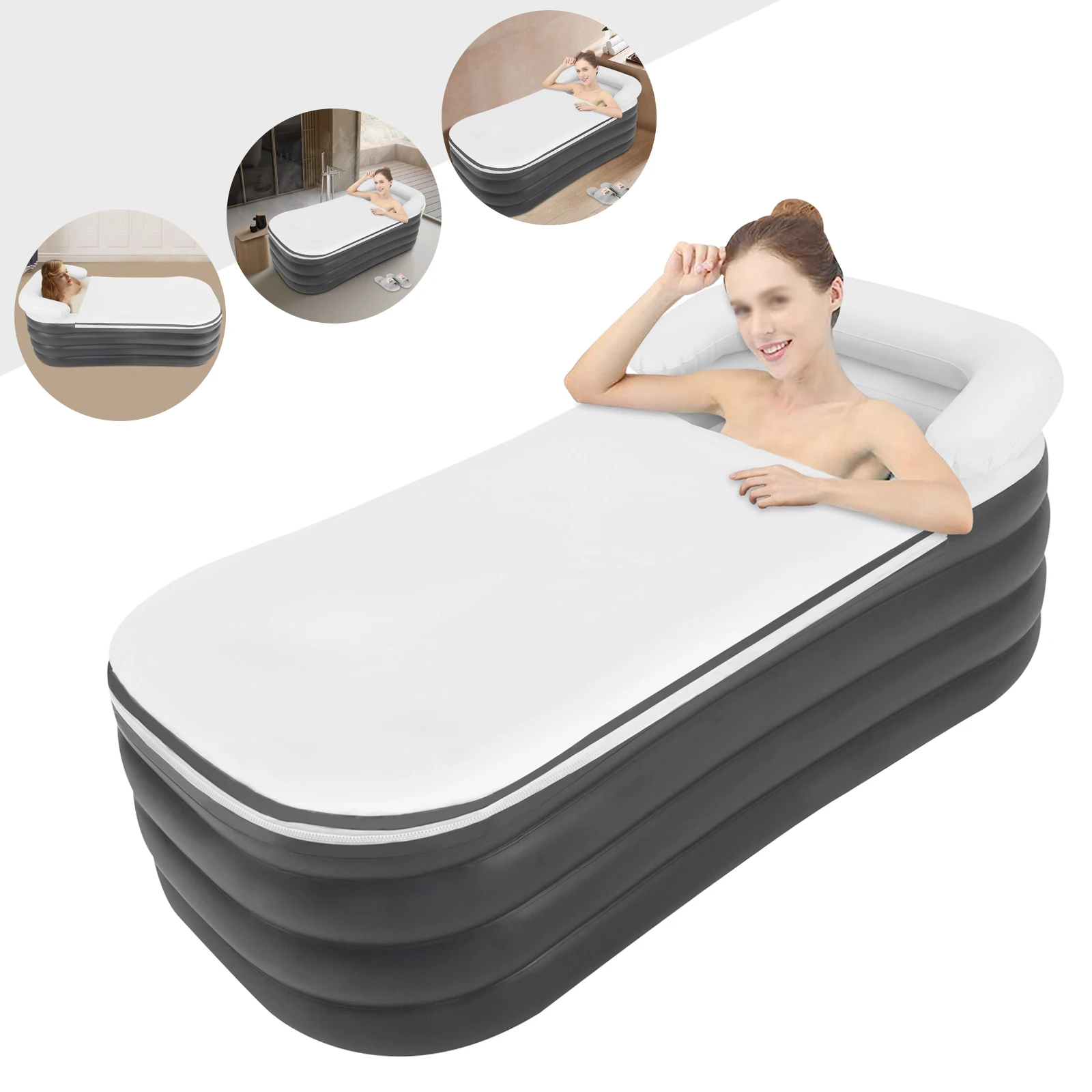 

Foldable Portable Standing Bathtub, Grey Inflatable Bathtub, Unisex SPA Bathtub for Shower Stall, Hot Bath and Ice Bath
