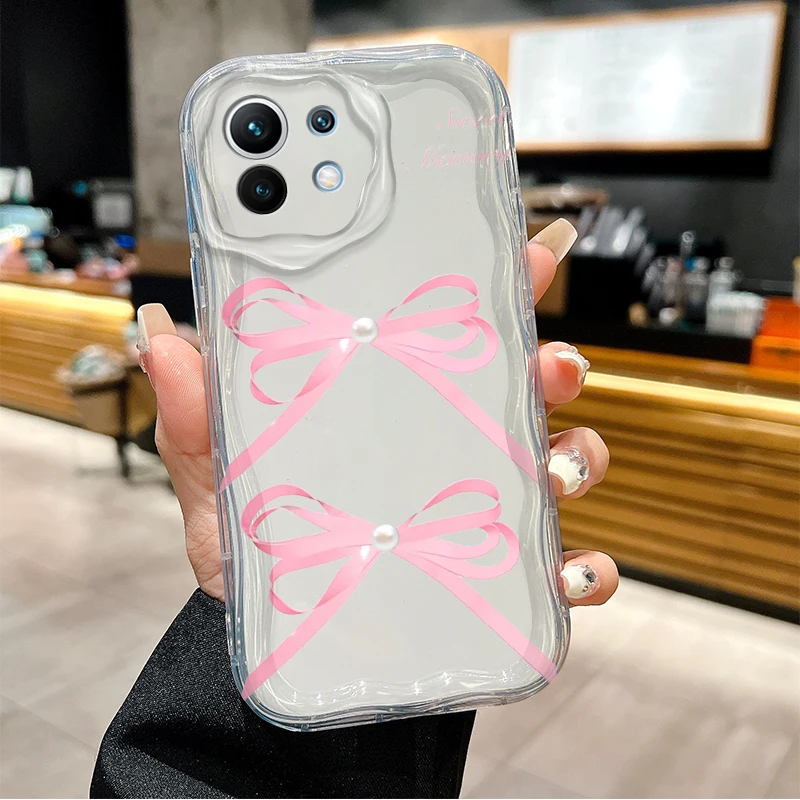 Pink Heart Bowknot Case For Xiaomi 13T 12T 14 13 12 11 Lite 5G NE 10T POCO X5 X6 Pro X3 NFC X4 GT F3 F4 F5 F6 M6 M5S C65 Cover