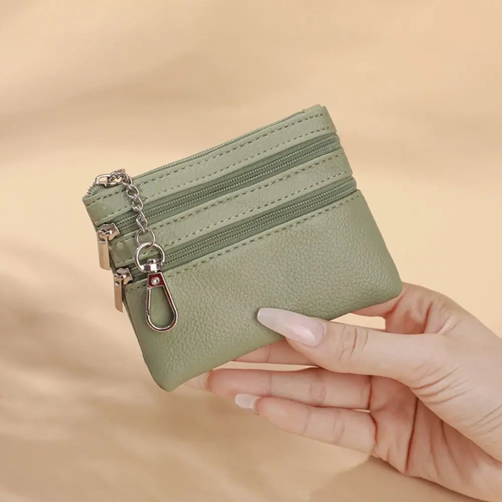 Simple Korean Style Lichee Pattern Coin Purse Zipper Wallet Small Item Bag Coin Purse PU Three Pouch Wallet Men