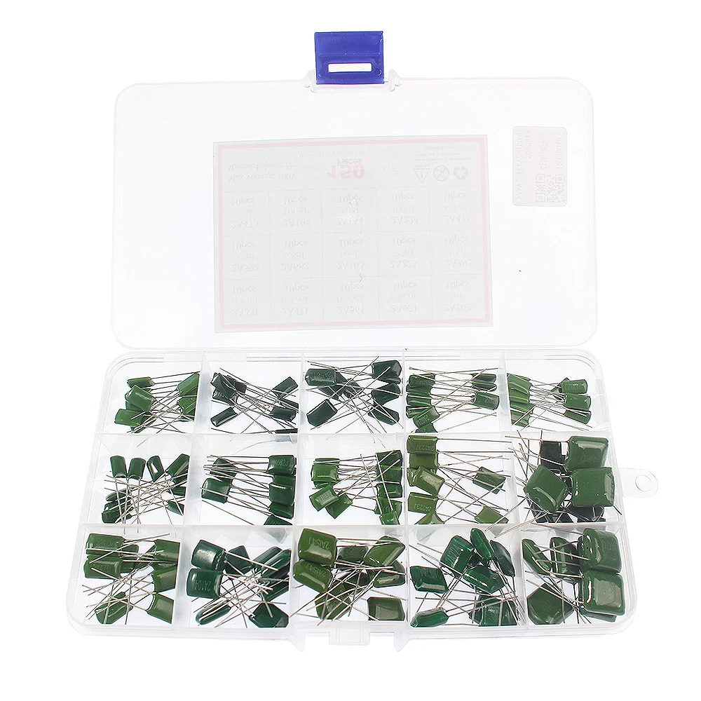 150-620 قطعة 100 فولت فيلم البوليستر مكثف مجموعة متنوعة 0.33nf 0.47nf 0.56nf 0.82nf 1nf 2A331J 2A471J 2A561J 2A821J 2A102J