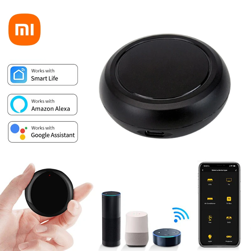 Xiaomi-Tuya WiFi Controle Remoto IR para Casa Inteligente, TV, Ar Condicionado, Funciona com Alexa, Google Home, Yandex Alice Appliance