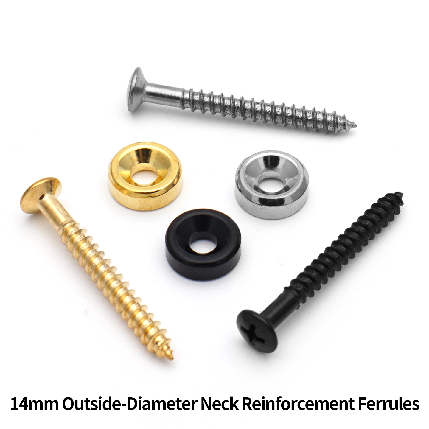 4 Pcs Electric Guitar/Bass Neck Reinforcement Ferrules – 14mm OD Neck Joint Mounting Ferrules